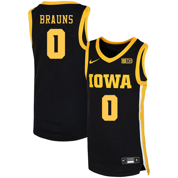Men #0 Even Brauns Iowa Hawkeyes College Basketball Jerseys Stitched Sale-Black